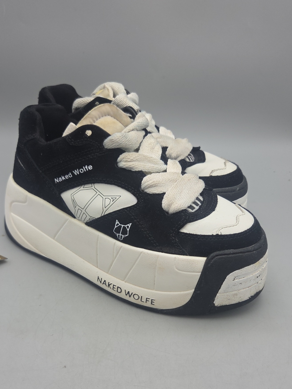 Naked Wolfe Women's Black and White Snatch Sneakers Women 8